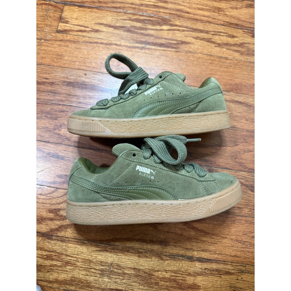 Puma Suede XL Olive Green Gum Sole Low Top Sneakers Womens 7 - Picture 4 of 8